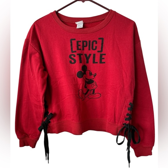DISNEY Minnie Red Crop Sweatshirt With Drawstrings Medium - Picture 1 of 4